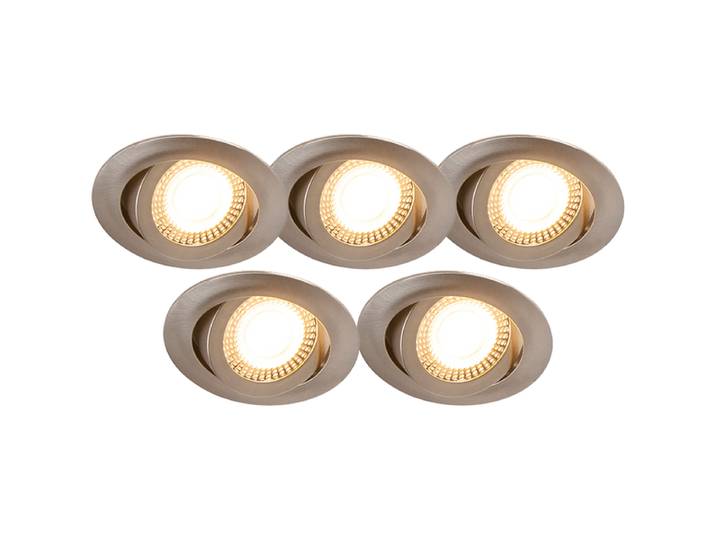 Lot de 5 spots encastrés modernes en acier avec LED à intensité