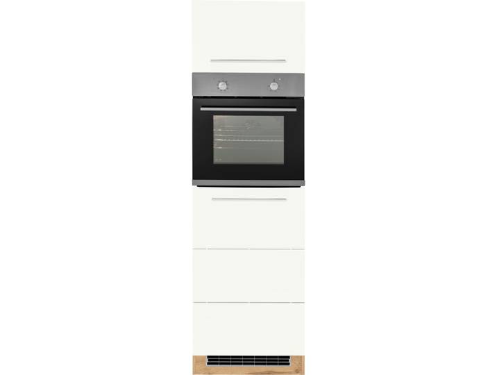 Backofen/Kühlumbauschrank KOCHSTATION KS-Wien , weiß (weiß, wotaneiche), B:60cm H:200cm T:60cm, Holzwerkstoff, Schränke, Backofenumbauschrank, 60 cm breit, für autarken Backofen und Einbaukühlschrank
