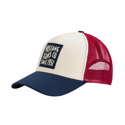 Trucker Cap MUSTANG "Hunter", Herren, blau (navy, weiß), Materialmix, mehrfarbig, Caps, mit Netzeinsatz, größenverstellbar, mehrfarbig