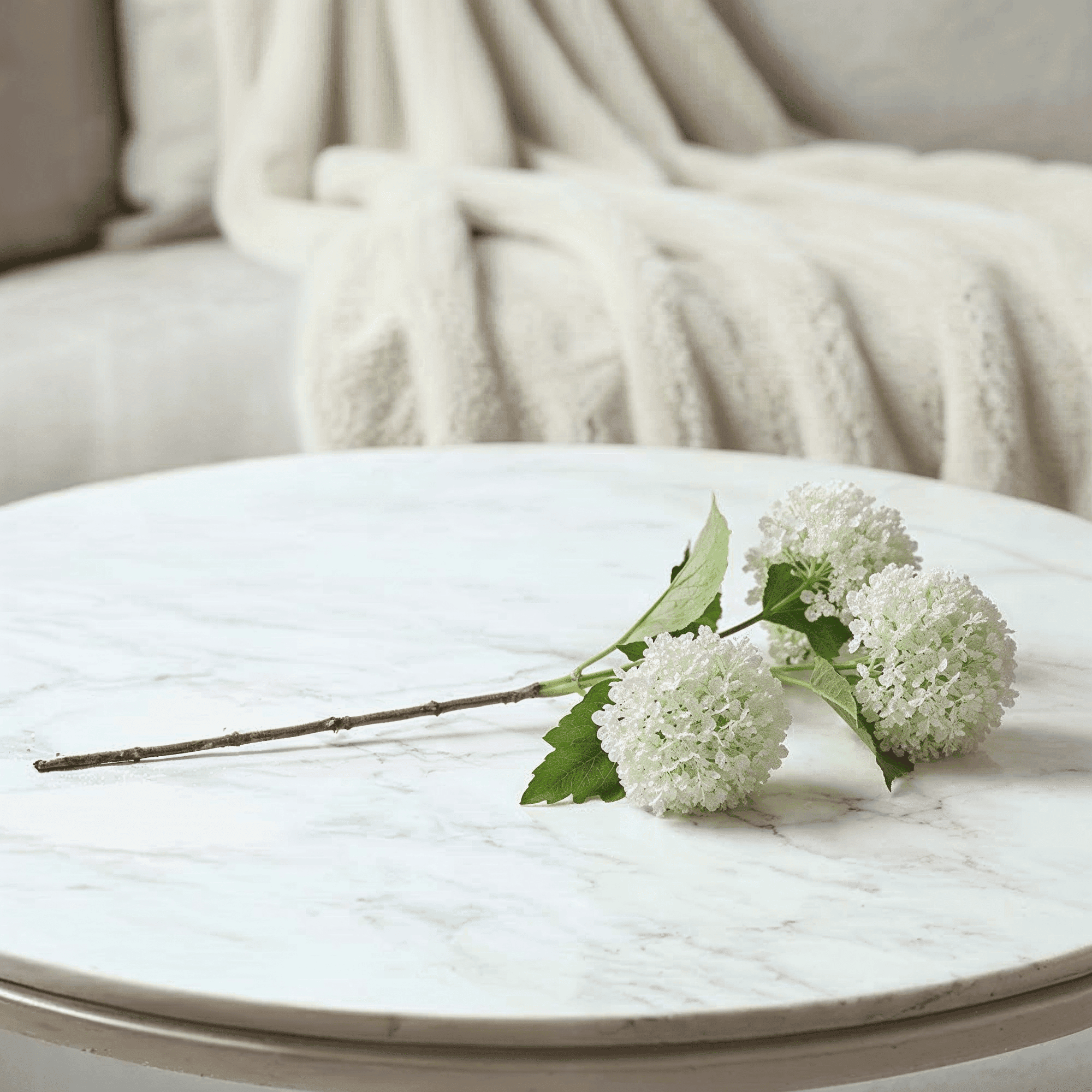 Faux Cream Snowball Single Stem Floral