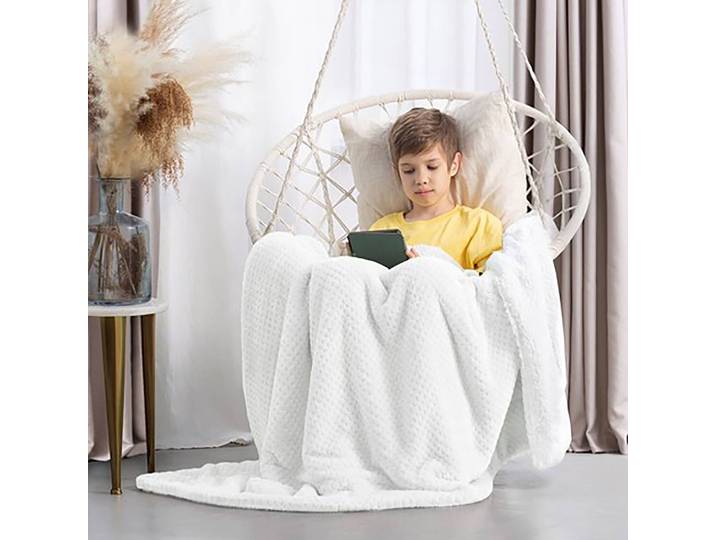 Plaid Leepy 130 x 180cm Blanc/Blanc Tissu
