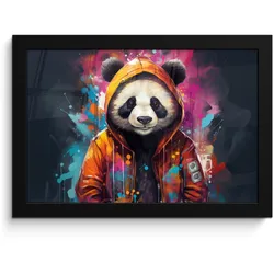 POSTER MIT RAHMEN Panda - Jacke - Graffiti - Orange 30x20 cm