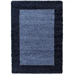 Teppich Hochflor Langflor Bordüre Kuschelig Waschbar Strapazierfähig Wohnzimmer Schlafzimmer Marineblau 300x400 cm – RHEIN von Kadima Design