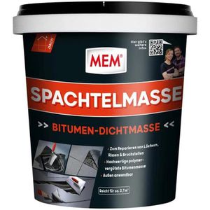 MEM Spachtelmasse 30822641 Bitumen-Dichtmasse, schwarz, für Dächer, Außenbereich, 1kg