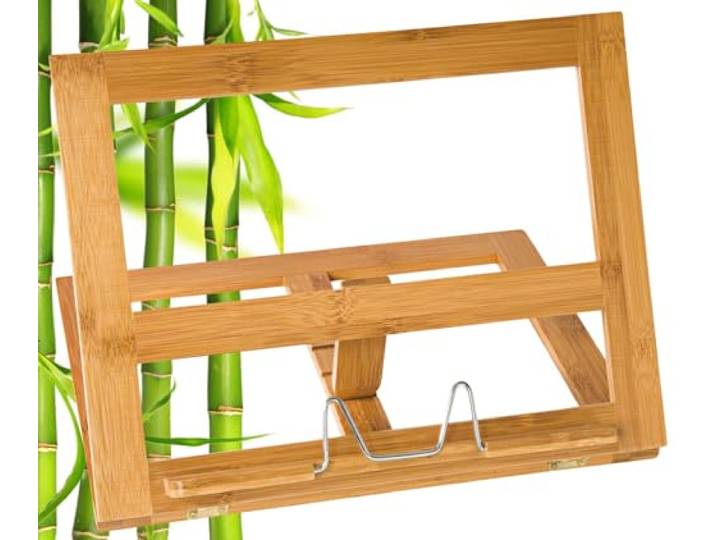 WEDO 2113107 boekenstandaard hout bamboe bruin grote uitvoering, 34 x 26 x 4,7 cm