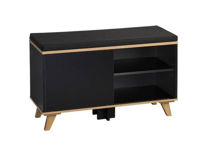 Meuble à chaussures Nordica Living noir avec siège 77x30h48 cm
