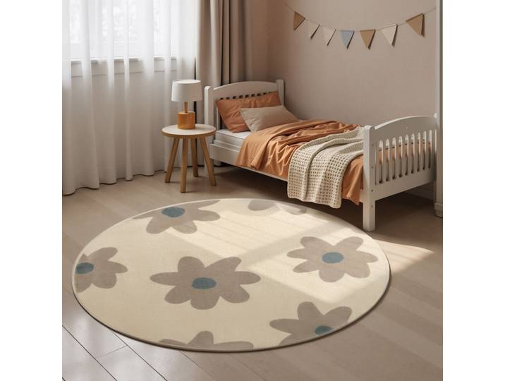 Kinderteppich HANSE HOME Bloomy , creme multifarben, H:10mm Ø:160cm, Polypropylen, Teppiche, Kinderteppich, Pflegeleicht, Weich, Kinderzimmer, Spielteppich, Spielunterlage