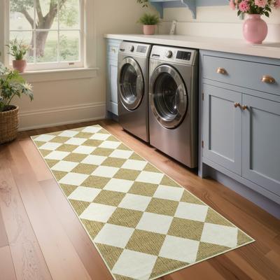 Garvee Modern Checkered Diamond Washable Area Rugs for Living Room