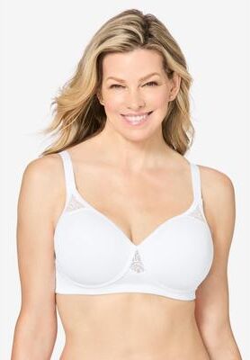 Plus Size Women's Stay-Cool Wireless Wicking T-Shirt Bra by Comfort Choice in White (Size 48 B)