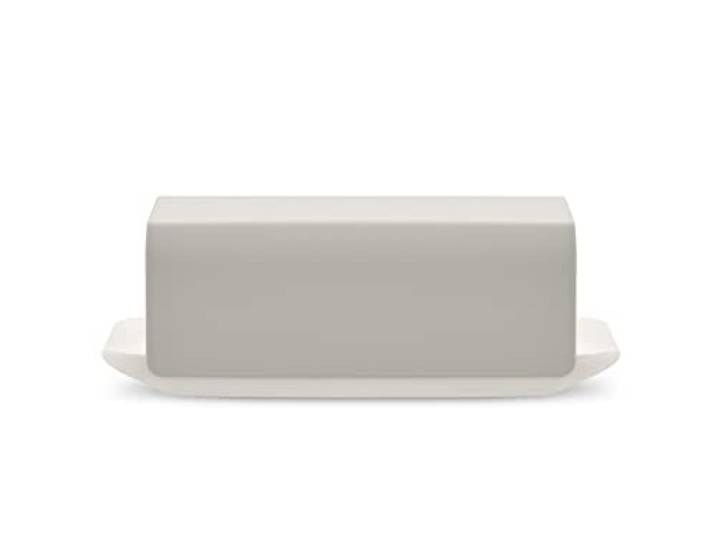 Alessi Mattina BG04 WG - Beurrier Design\, Fabriqué en Porcelaine avec Couvercle en Acier Inoxydable 18/10\, Coloré à la Résine Epoxy\, Gris Chaud 9.5 cm