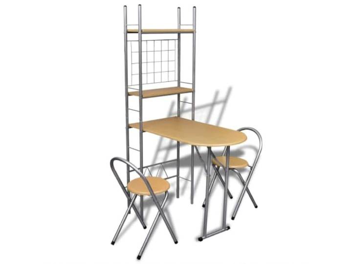 LPERTGFHU Klappbarer Frühstückstisch mit 2 Stühlen, Platzsparender Küchentisch Set aus Stahlrahmen und MDF, Kompakter Esstisch für kleine Wohnungen