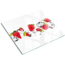 GLASPLATTE 60x52 cm Erdbeeren und Wasser