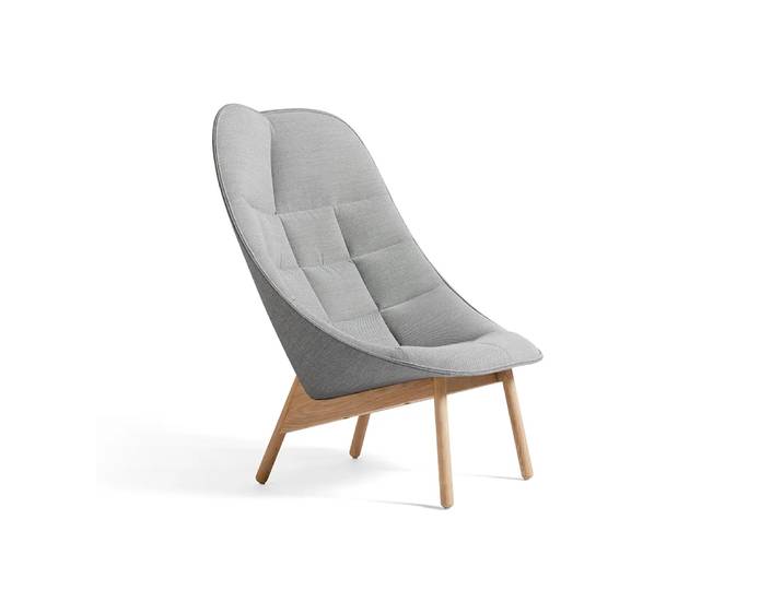 HAY Uchiwa Quilt Loungesessel Steelcut trio 133 grey-Eiche-Rückseite remix 143