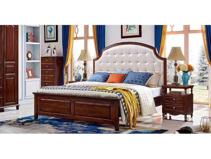 Xlmoebel Holzbett Massives Doppelbett aus Holz im klassischen Design für Schlafzimm (Bett, Massives Doppelbett), Made in Europa