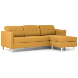 Ebuy24 Marino Sofa, Chaiselongsofa rechts oder links gewendet in Stoff currygelb mit Holzbeinen.
