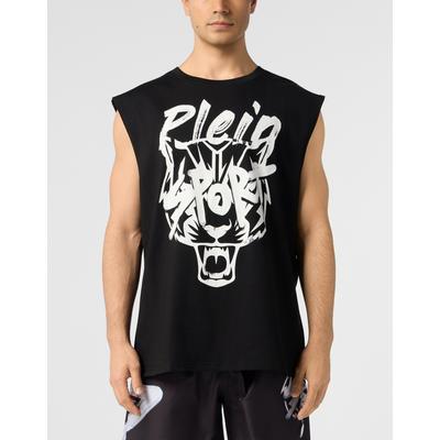 T-Shirt PLEIN SPORT "Tanktop", Herren, Gr. M, schwarz (02, schwarz), Obermaterial: 100% Baumwolle, Shirts T-Shirt