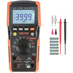 VEVOR Digitalmultimeter, 4000-Count-TRMS-Voltmeter-Ohmmeter, 1000-V-AC/DC-Spannungstester mit umschaltbarem automatischen/manuellen Bereich für Spannungs-, Widerstands- und Durchgangsmessung