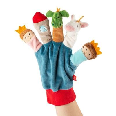 Sigikid 43503 - Fingerpuppen Handschuh Drache/Einhorn/Prinzessin/Turm, Einheitsgröße