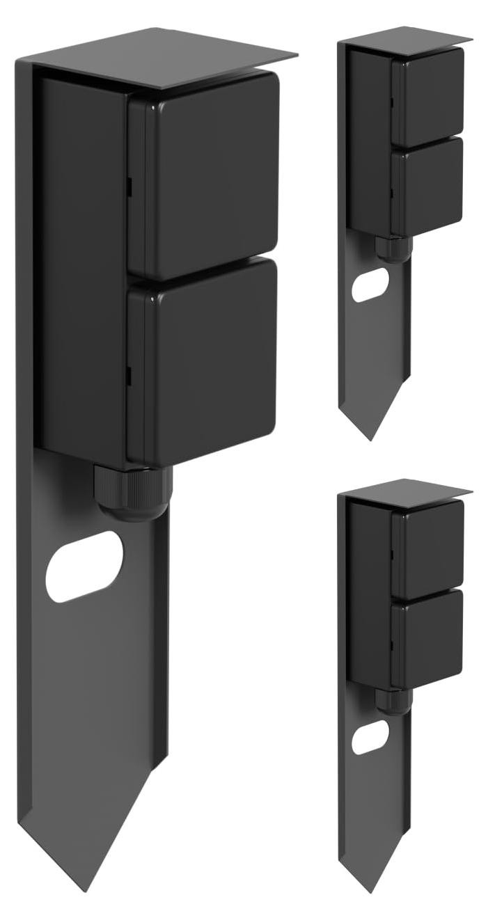 LEDs Com Set van 3 PIWI Tuinstekkerpalen met Grondspies, 2-voudig Stopcontact, IP44, Roestvrij Staal, Antraciet, 30 cm