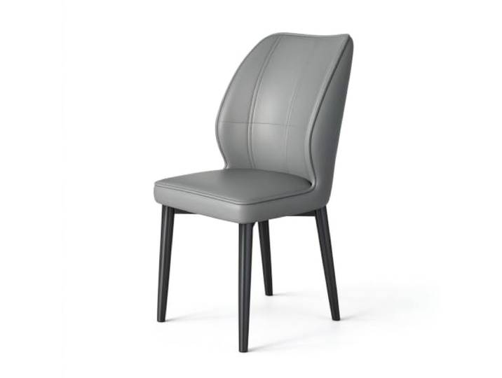 Minimalistischer Esszimmer-Akzentstuhl, Stuhl aus PU-Leder PU-Leder, dichtes Rückprallkissen, solide Stütze aus Kohlenstoffstahl, ideal for gewerbliche Cafés(Dark gray,1ps)