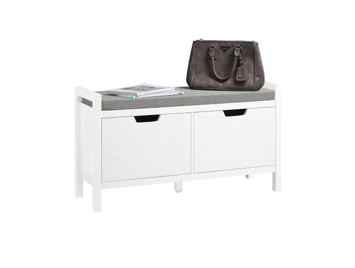 SoBuy Schuhbank Weiß, Holzwerkstoff, 91x50x30 cm, Garderobe, Schuhaufbewahrung, Schuhregale