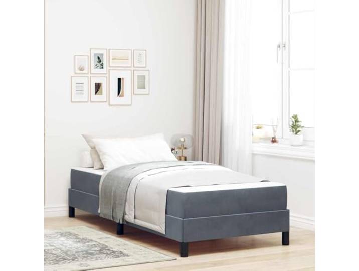 WDGJJFECNMUEHI Stoffbezug Elegantes Design Boxspringbett Grau 100 x 200 cm Boxspringbett mit Matratze Dunkelgrau 100x200 cm Stoff Bett mit Lattenrost Einzelbett Taschenfederkern Komfort Schlafzimmer