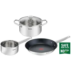 Tefal Cook Eat, Pfannenset + Topfset, Schwarz, Silber