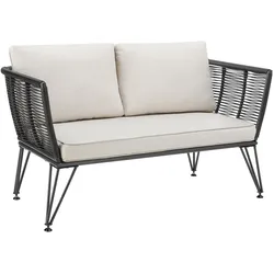 tectake Garten-Loungesofa Sundo im Rope-Design mit Polyrattan  Anthrazit