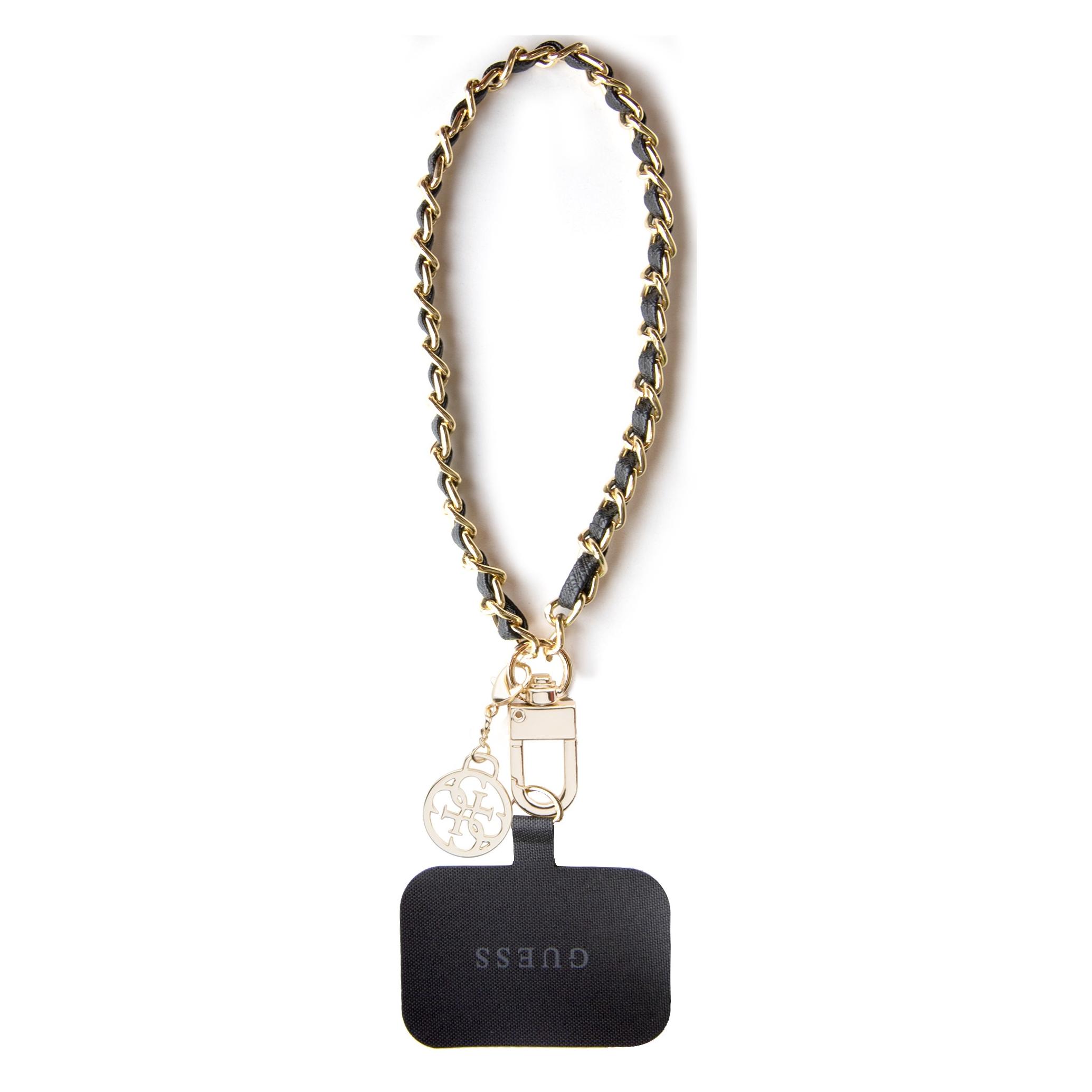 Guess GUOUCHSAMC4K Universal Hand Strap czarny/black Saffiano Chain 4G Charm (GUE002944-0)
