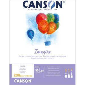 Canson Zeichenblock Imagine C200006003, A2, 200 g/m², weiß, geleimt, 50 Blatt