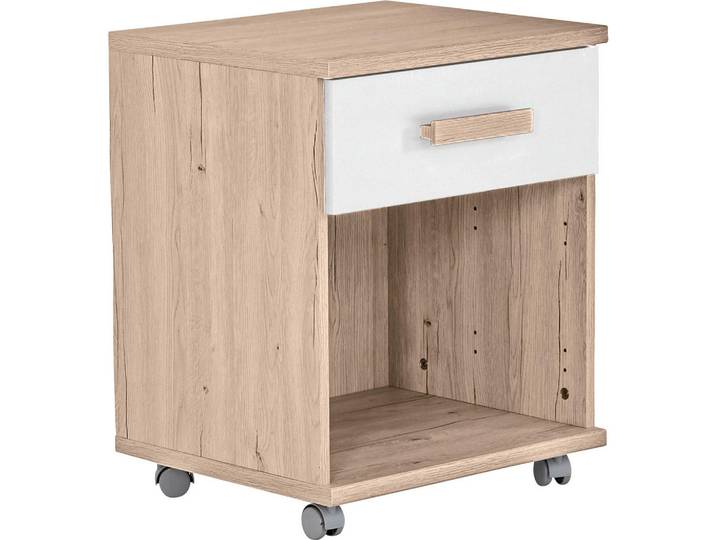Mid.you Rollcontainer, Weiss, Eichefarben, Holzwerkstoff, 1 Schublade(n) Schubladen, 46x58x40 cm, Büromöbel, Container, Rollcontainer
