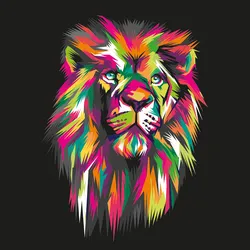 Aludibondbild LION HEAD II (BHT 98x98x1,10 cm) - bunt - BHT 98x98x1,10 cm