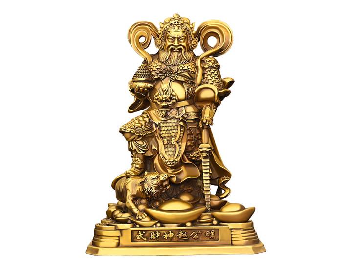 Statue en Bronze DSA en Cuivre Pur du Dieu de la Fortune, Décoration d'Intérieur et de Bureau, Tigre Noir Xuantan Maréchal