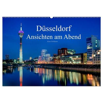 Düsseldorf - Ansichten am Abend (Wandkalender 2027 DIN A2 quer), CALVENDO Monatskalender