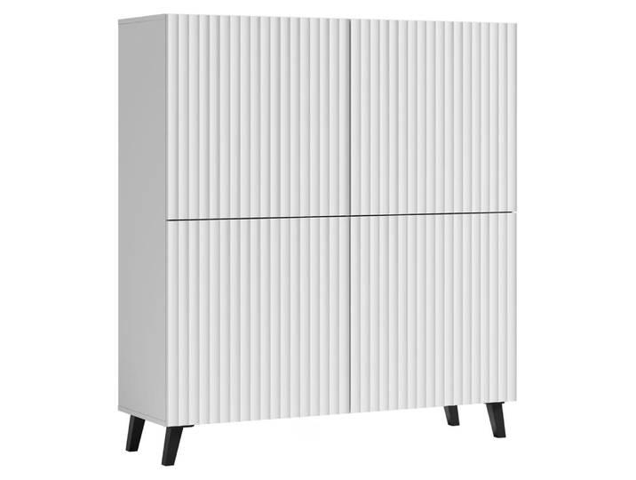 Highboard Phuket Kommode 120x39x128cm 4-türig Farbe wählbar,weiß gerillt