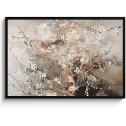 POSTER MIT RAHMEN Mandelblüte - Kunst - Van Gogh - Beige - Abstrakt 120x80 cm