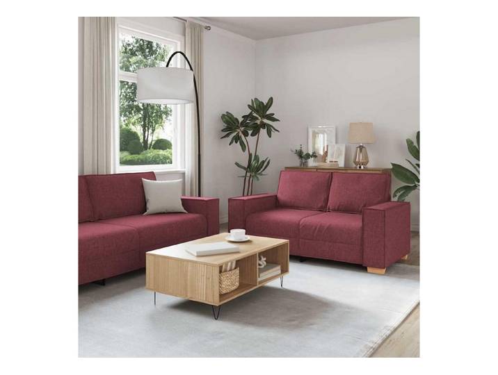 LuxusKollektion Sofa Sofa 3 2 Sitzer Weinrot Stoff 2-Sitzer+3-Sitzer Weinrot