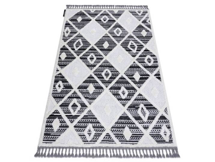 Tapis - RUGSX - P662 - Diamants noir / blanc - 160x220 cm - Shaggy intérieur