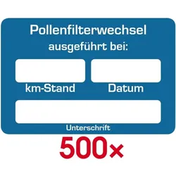 EICHNER 2 Rollen je 250 Kundendienst-Aufkleber »Pollenfilterwechsel« blau, 6x4 cm