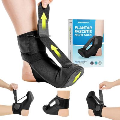 Women's Plantar Fasciitis Night Sock Splint by BraceAbility in Black (Size L)