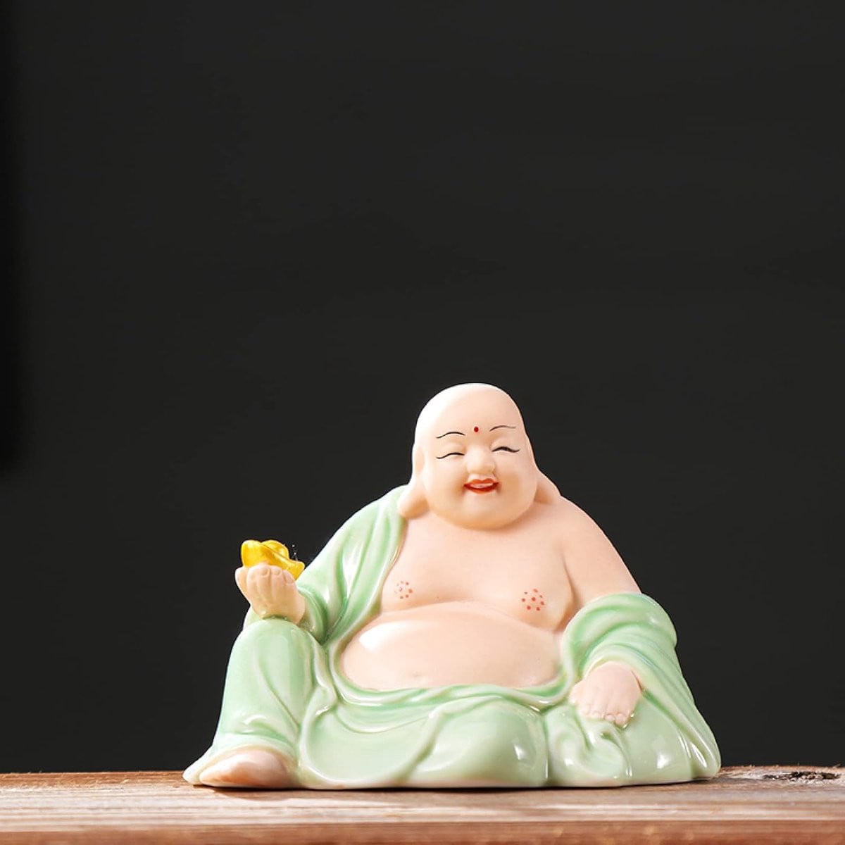 Handgemaakt Keramisch Boeddha Standbeeld - Religieus Ornament voor Woondecoratie - 11 x 7,5 cm