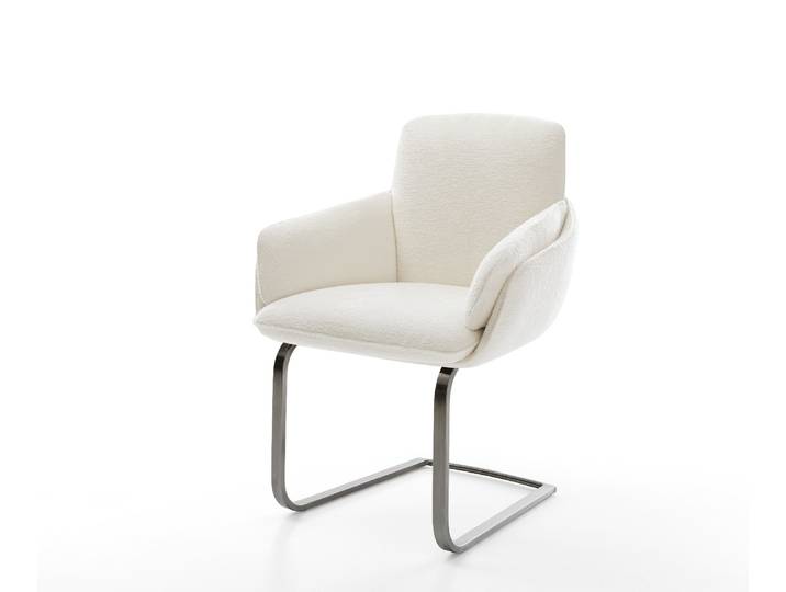 Freischwinger Luan-Flex mit Armlehnen Bouclé Soft Beige Freischwinger flach Graphit, Esszimmerstühle