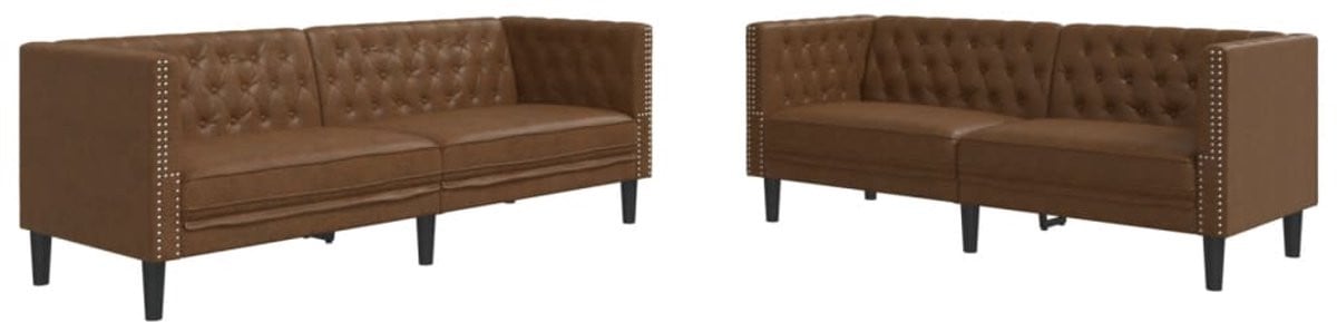 vidaXL 2-delige loungeset in Chesterfield-stijl met kunstsuède, bruin