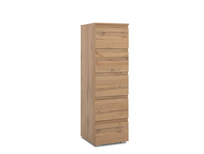 Newfurn Kommode mit Schubladen Honig Eiche grifflos schmal Schlafzimmer matt Holzmaserung, Komodenschrank, Sideboard, Holzwerkstoff Natur, Landhaus skandinavisch, für Flur und Wohnzimmer