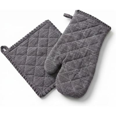 Topfhandschuhe HOME AFFAIRE "Handschuh & Topflappen Set Grau", grau, B:20cm L:20cm, Baumwolle, Topflappen
