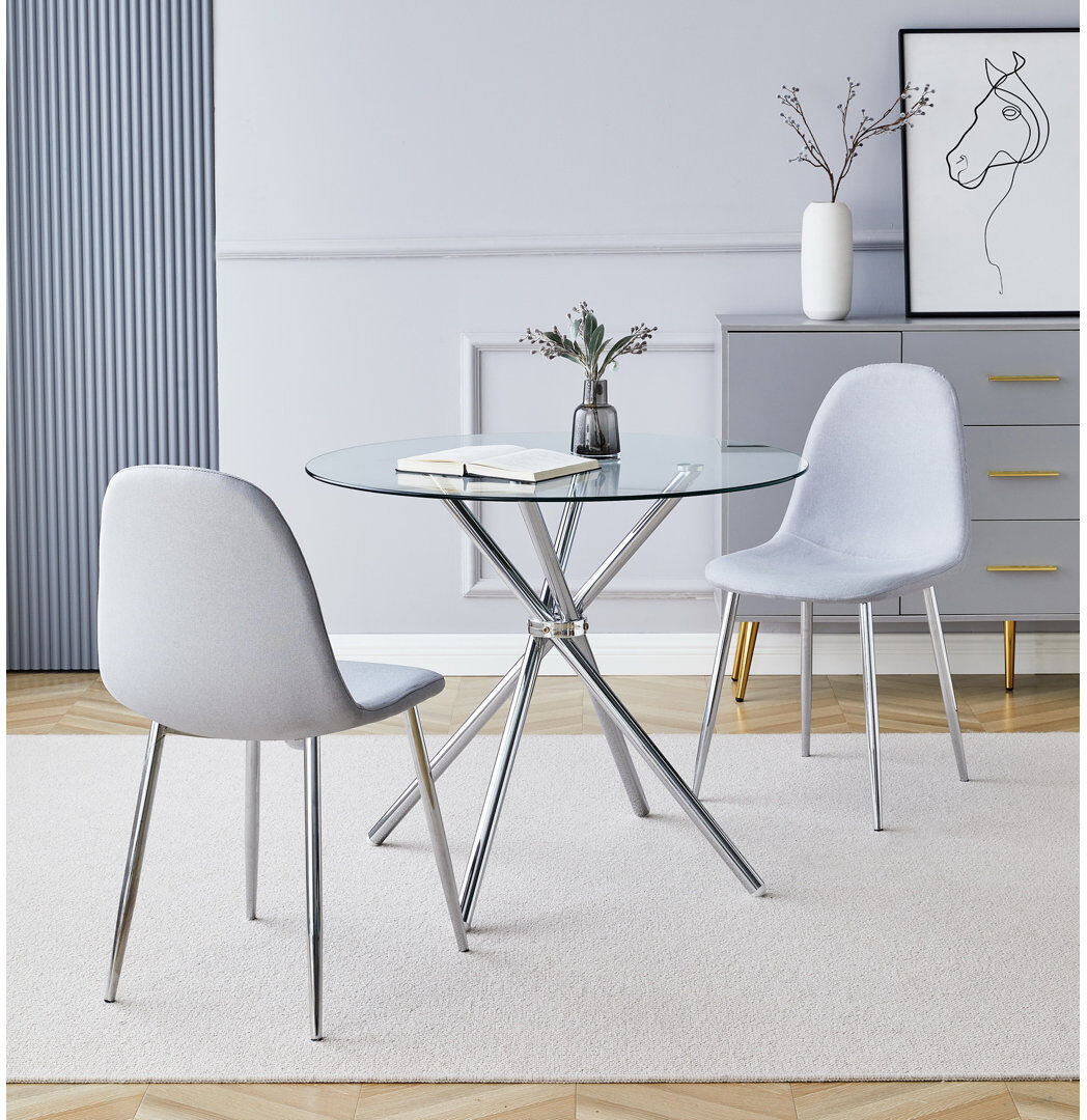 George Oliver Desbois 2 -Person Glass Dining Set Clear 2
