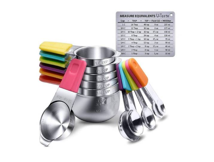 LuxusKollektion Messbecher Messbecher & Messloeffel Edelstahl Magnetisch 13tlg, Metall, (13-St)