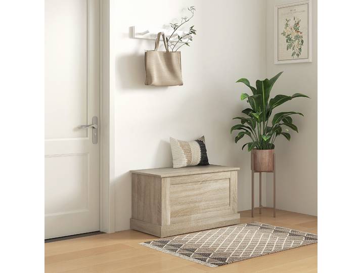 HOMCOM Coffre à Jouets Bois Naturel 80x40x45 cm avec Sécurité