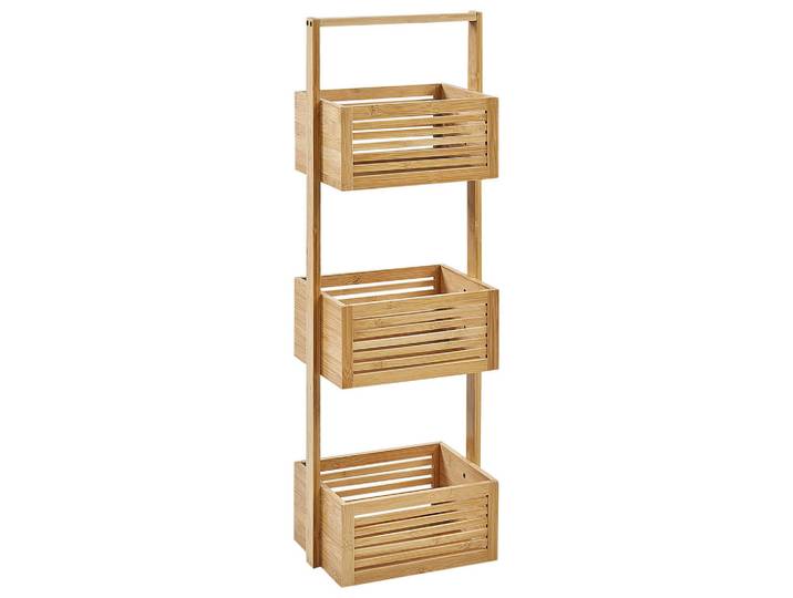 Beliani Regal Bambusholz Hellbraun Waverly, Holz, 27x80x20 cm, Badezimmer, Badezimmerregale, Badregale
