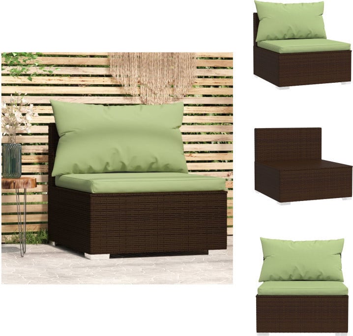 vidaXL Tuinbank met kussens, bruin, polyrotan